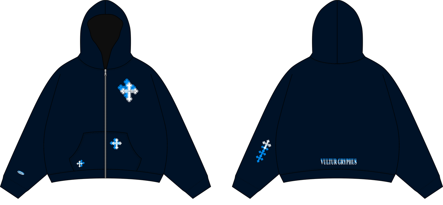 ZIP HOODIE VULTUR GRYPHUS "HOLOGRAM CROSS"